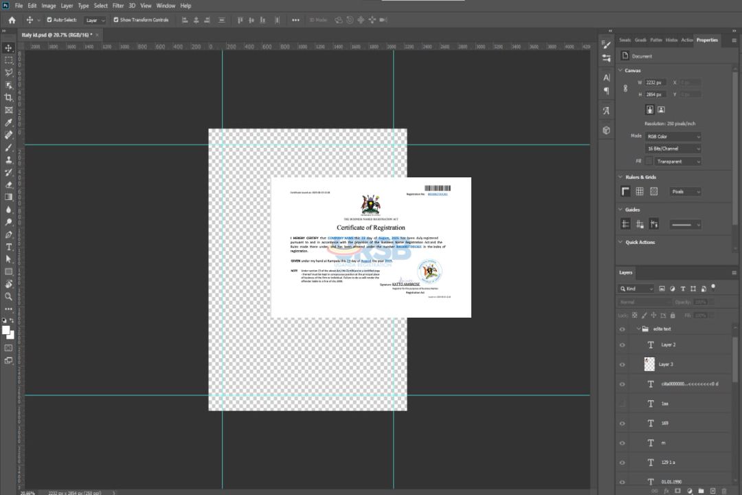 Modèle Word et PDF de certificat d'enregistrement de nom d'entreprise en Ouganda template Modèle Word et PDF de certificat d'enregistrement de nom d'entreprise en Ouganda template